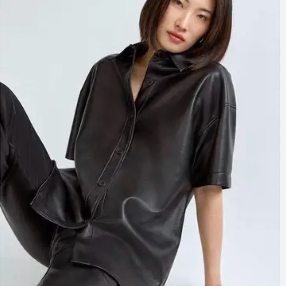 Aritzia Babaton Frances Vegan Leather Shirt